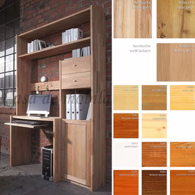 Schreibtisch-Regal holz CONTRA Kiefer massiv gelaugt geölt dunkelbraun kirschbaumfarbe bernstein weiß casademobila Schreibtisch-Regal holz CONTRA Kiefer massiv gelaugt geölt dunkelbraun kirschbaumfarbe bernstein weiß casademobila
