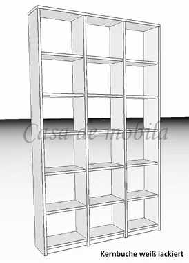 Massivholz Stollenregal Standregal 136x238x33cm CONTRA buche massiv weiss casademobila