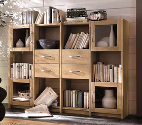 Massivholz Büroregal mit schubladen 181x121x33cm wildeiche massiv natur geölt Casademobila Goslar