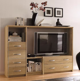 TV-Schrank mit Schubladen 178x122x33cm CONTRA holz geölt Massivholz Fernsehkommode 178x122x33cm CONTRA Wildeiche massiv natur geölt Casa de mobila Goslar