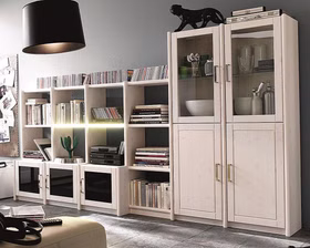Schrankwand-regal hifi 271x159x46cm holz Kiefer massiv weiss lackiert Casa de mobila Goslar