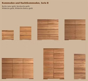Nachtkommode 3 Schubladen 46x60x35cm SERIE B Kernbuchen geölt Massivholz kommoden SERIE B Buche kernbuche massiv natur geölt Casa de mobila Goslar