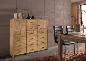 Massivholz Schubladenschrank 136x123x33cm CONTRA Wildeiche massiv natur geölt von Casademobila Goslar