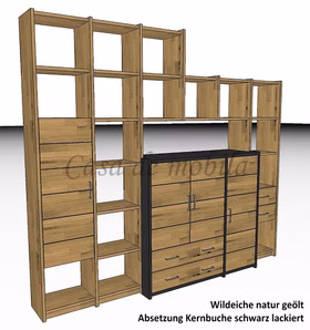 Vollholz Regalwand Bücherregal stollenwand schmal CONTRA Eiche massiv geölt schwarz casademobila Vollholz Regalwand Bücherregal stollenwand schmal CONTRA Eiche massiv geölt schwarz casademobila