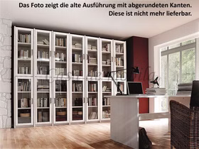 Massivholz Bibliothek regal mit glastüren CONTRA 315x236x33cm Kiefer massiv weiß lackiert Casa de mobila Goslar