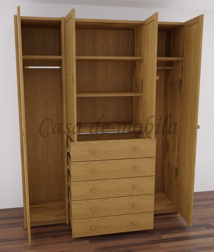 Massivholz Kleiderschrank 4türig CONTRA 178x217x55cm Wildeiche massiv natur oder bianco geölt von Casa de mobila Goslar