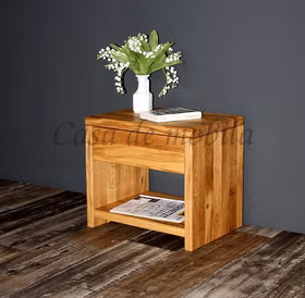 Massivholz Nachtkonsole mit schublade und ablage 45x40x33cm WOODSTOCK eiche massiv geölt Casa de mobila Goslar