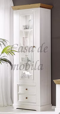 Massivholz Schrank mit Glastür FLAIR 79x214x42cm Kiefer massiv weiß eichefarben gelaugt geölt Casa de mobila Goslar Massivholz Schrank mit Glastür FLAIR 79x214x42cm Kiefer massiv weiß eichefarben gelaugt geölt Casa de mobila Goslar