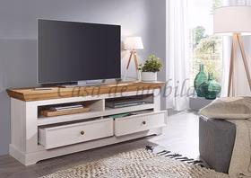 Massivholz Fernsehkommode FLAIR 169x63x42cm Kiefer massiv Landhaus weiß eichefarben gelaugt geölt geölt Casa de mobila Goslar