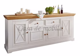 Sideboard I 209x88x42cm FLAIR Kiefer massiv weiß eichefarben Massivholz Anrichte Landhaus Flair Kiefer massiv weiß eichefarben gebeizt & geölt casademobila Goslar