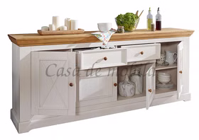 Sideboard I 209x88x42cm FLAIR Kiefer massiv weiß eichefarben Massivholz Geschirrschrank Landhaus Flair Kiefer massiv weiß eichefarben gebeizt & geölt casademobila Goslar
