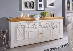 Sideboard I 209x88x42cm FLAIR Kiefer massiv weiß eichefarben Breite Sideboard Landhaus Flair Kiefer massiv weiß eichefarben gelaugt geölt Casa de mobila Goslar