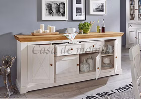 Sideboard I 209x88x42cm FLAIR Kiefer massiv weiß eichefarben Massivholz Sideboard Landhaus Flair Kiefer massiv weiß eichefarben gebeizt & geölt casademobila Goslar