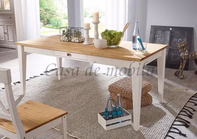 Tisch 180x76x90cm FLAIR Kiefer weiß eichefarben geölt Massivholz Esstisch Flair 180x76x90cm Kiefer massiv weiß eichefarben gelaugt geölt Casa de mobila Goslar