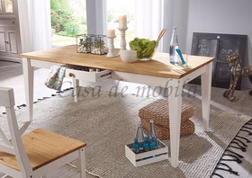 Tisch 180x76x90cm FLAIR Kiefer weiß eichefarben geölt Massivholz tisch Flair 180x76x90cm Kiefer massiv weiß eichefarben gelaugt geölt Casa de mobila Goslar