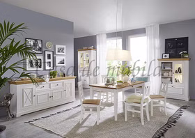 Tisch 180x76x90cm FLAIR Kiefer weiß eichefarben geölt Landhausstil Esszimmertisch Flair 180x76x90cm Kiefer massiv weiß eichefarben gelaugt geölt Casa de mobila Goslar