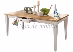 Tisch 180x76x90cm FLAIR Kiefer weiß eichefarben geölt Landhausstil Esstisch Flair 180x76x90cm Kiefer massiv weiß eichefarben gelaugt geölt Casa de mobila Goslar