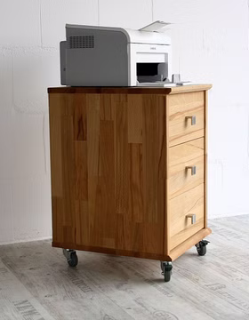 Rollcontainer Schubladen 40x63x45cm VERONA Kernbuche geölt Druckerschrank mit Rollen VERONA 40x63x45cm Buche massiv natur geölt Casa de mobila Goslar