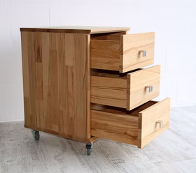 Rollcontainer Schubladen 40x63x45cm VERONA Kernbuche geölt Schubladenkommode mit Rollen VERONA 40x63x45cm Kernbuche massiv natur geölt Casa de mobila Goslar