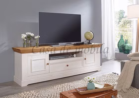 Massivholz TV-Lowboard Breit 189 cm Kiefer massiv weiß eiche farbe Absatz casademobila Goslar