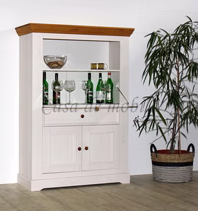 Barschrank 108x152x42 cm Kiefer weiß gewachst