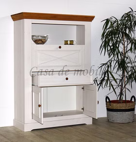 Barschrank 108x152x42 cm Kiefer weiß gewachst