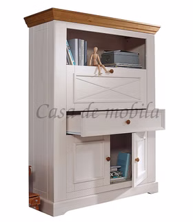 Barschrank 108x152x42 cm Kiefer weiß gewachst