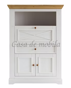 Barschrank 108x152x42 cm Kiefer weiß gewachst