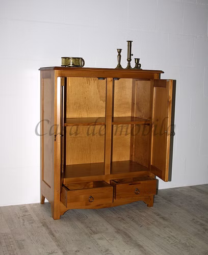 Massivholz kommode 2 türig 78x100x37cm AQUA Pappel massiv Bernsteinfarben Casa de mobila Goslar