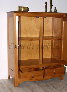 Kommode 2 türig 78x100x37cm AQUA Pappel honigfarben lackiert Massivholz Telefonschrank 2 türig,2 schubladen AQUA honigfarben Landhausstil Casa de mobila Goslar