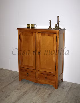 Kommode 2 türig 78x100x37cm AQUA Pappel honigfarben lackiert Massivholz Telefonschrank 2 türig,2 schubladen AQUA bernsteinfarben Landhaus Casa de mobila Goslar