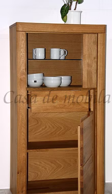 Vitrine 71x137x40cm rechts HORIZONT Wildeiche massiv natur geölt