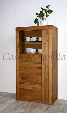 Vitrine 71x137x40cm rechts HORIZONT Wildeiche massiv natur geölt
