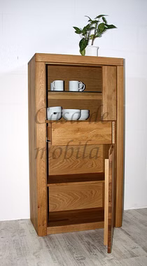 Vitrine 71x137x40cm rechts HORIZONT Wildeiche massiv natur geölt