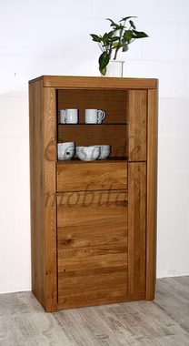 Vitrine 71x137x40cm rechts HORIZONT Wildeiche massiv natur geölt