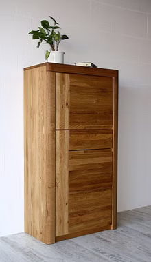 Schrank 71x137x40cm HORIZONT Wildeiche massiv natur geölt Wohnzimmerschrank halbhoch schmal 71x137x40cm HORIZONT Wildeiche massiv natur geölt Casa de mobila Goslar