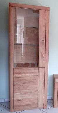 Vitrine 71x203x40cm Wildeiche massiv natur geölt