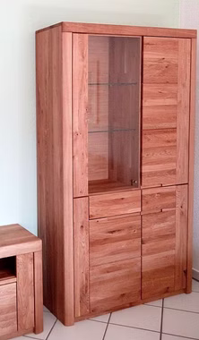 Vitrine 115x203x40cm HORIZONT Wildeiche massiv natur geölt rechts Vitrine 115x203x40cm HORIZONT Wildeiche massiv natur geölt rechts