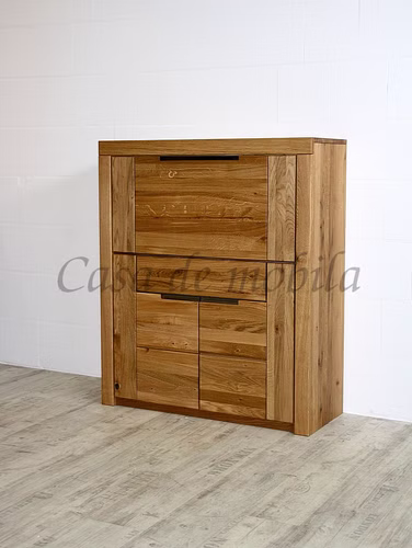 Massivholz Sekretär HORIZONT 102x120x40cm Wildeiche massiv natur geölt Casa de mobila Goslar