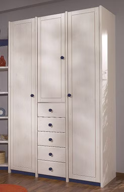 Massivholz Drehtürenschrank mit schubladen 137x217x55cm Kiefer massiv weiß / blau lackiert Casa de mobila Goslar Massivholz Drehtürenschrank mit schubladen 137x217x55cm Kiefer massiv weiß / blau lackiert Casa de mobila Goslar