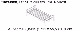 Bett 210x59x101cm Buche massiv geölt