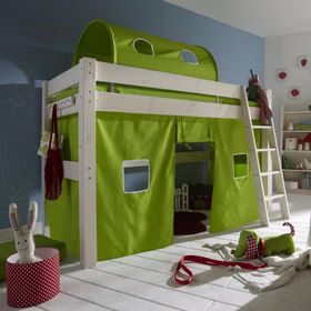 Bett mittelhoch 210x140x128cm TOBYKIDS Kiefer massiv weiß lasiert Bett mittelhoch 210x140x128cm TOBYKIDS Kiefer massiv weiß lasiert