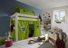 Bett mittelhoch 210x140x128cm TOBYKIDS Kiefer massiv weiß lasiert Bett mittelhoch 210x140x128cm TOBYKIDS Kiefer massiv weiß lasiert