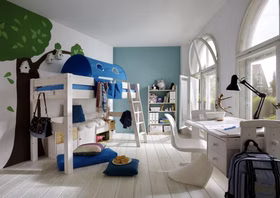 Hochbett mittelhoch TobyKids 210x140x128cm mit Schrägleiter Vorhang und Tasche Kiefer massiv weiß lasiert Casa de mobila Goslar Hochbett mittelhoch TobyKids 210x140x128cm mit Schrägleiter Vorhang und Tasche Kiefer massiv weiß lasiert Casa de mobila Goslar