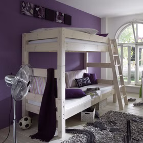 Massivholz Etagenbett TOBYKIDS 90x200cm Kiefer massiv weiß lasiert Casa de mobila Goslar