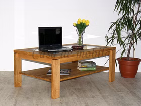 Massivholz Stubentisch mit Glasplatte Arumo 125x49x75cm Asteiche massiv natur geölt Casa de mobila Massivholz Stubentisch mit Glasplatte Arumo 125x49x75cm Asteiche massiv natur geölt Casa de mobila