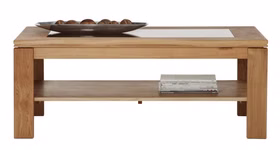 Vollholz Sofatisch mit Glasplatte und Holzablage Arumo 125x49x75cm Asteiche massiv natur geölt Casa de mobila Vollholz Sofatisch mit Glasplatte und Holzablage Arumo 125x49x75cm Asteiche massiv natur geölt Casa de mobila