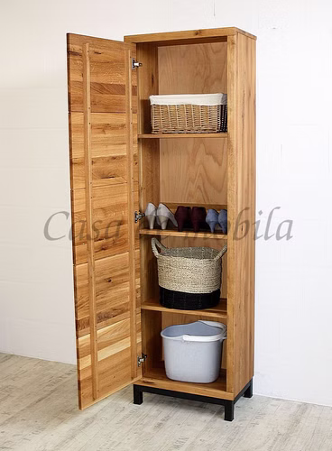 Dielenschrank 60x200x38cm BREST Wildeiche massiv rustikal Dielenschrank 60x200x38cm BREST Wildeiche massiv rustikal