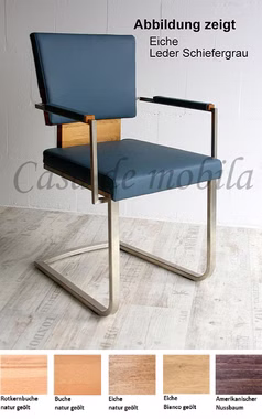 Schwing-Stuhl 56x87x56cm SIRO Massivholz Lederbezug Schwing-Stuhl 56x87x56cm SIRO Massivholz Lederbezug