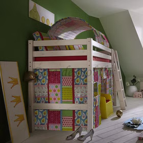 Hochbett 210x140x128cm INFANSKIDS mittelhoch Kiefer massiv weiß lasiert Hochbett 210x140x128cm INFANSKIDS mittelhoch Kiefer massiv weiß lasiert